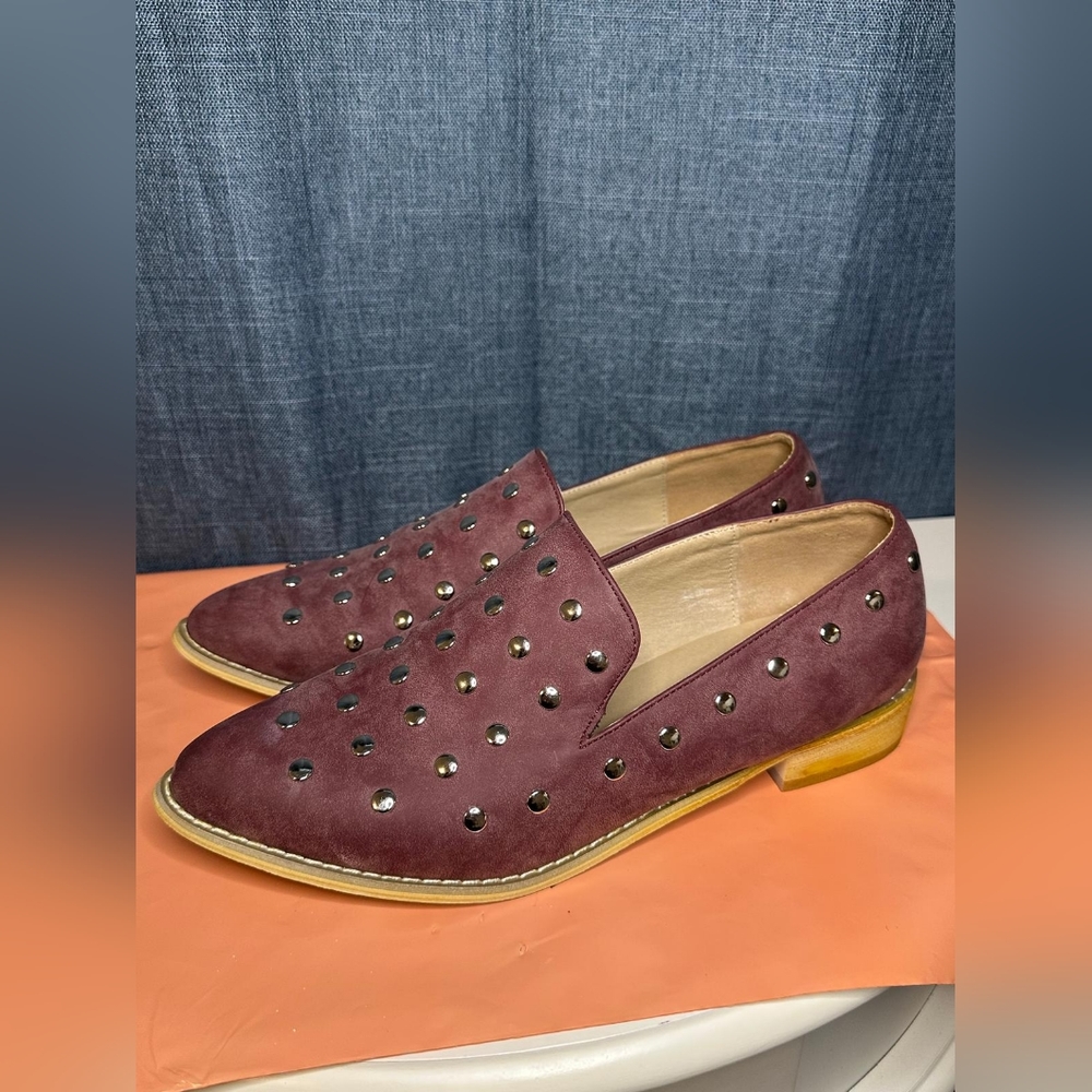 JOURNEE JG Shoes Slip On Womens Size 9 Pointed‎ Toe Comfort Flats Studded Purple